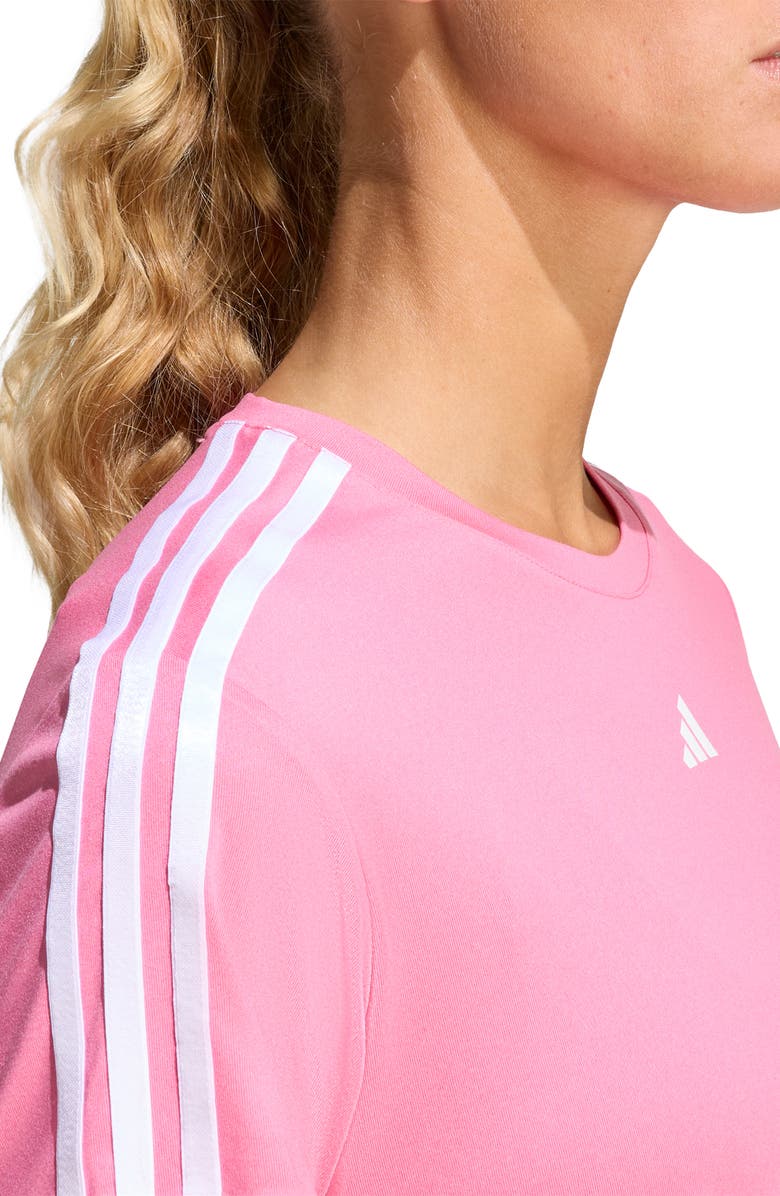 adidas Essentials 3-Stripes Performance T-Shirt, Alternate, color, Pink Fusion