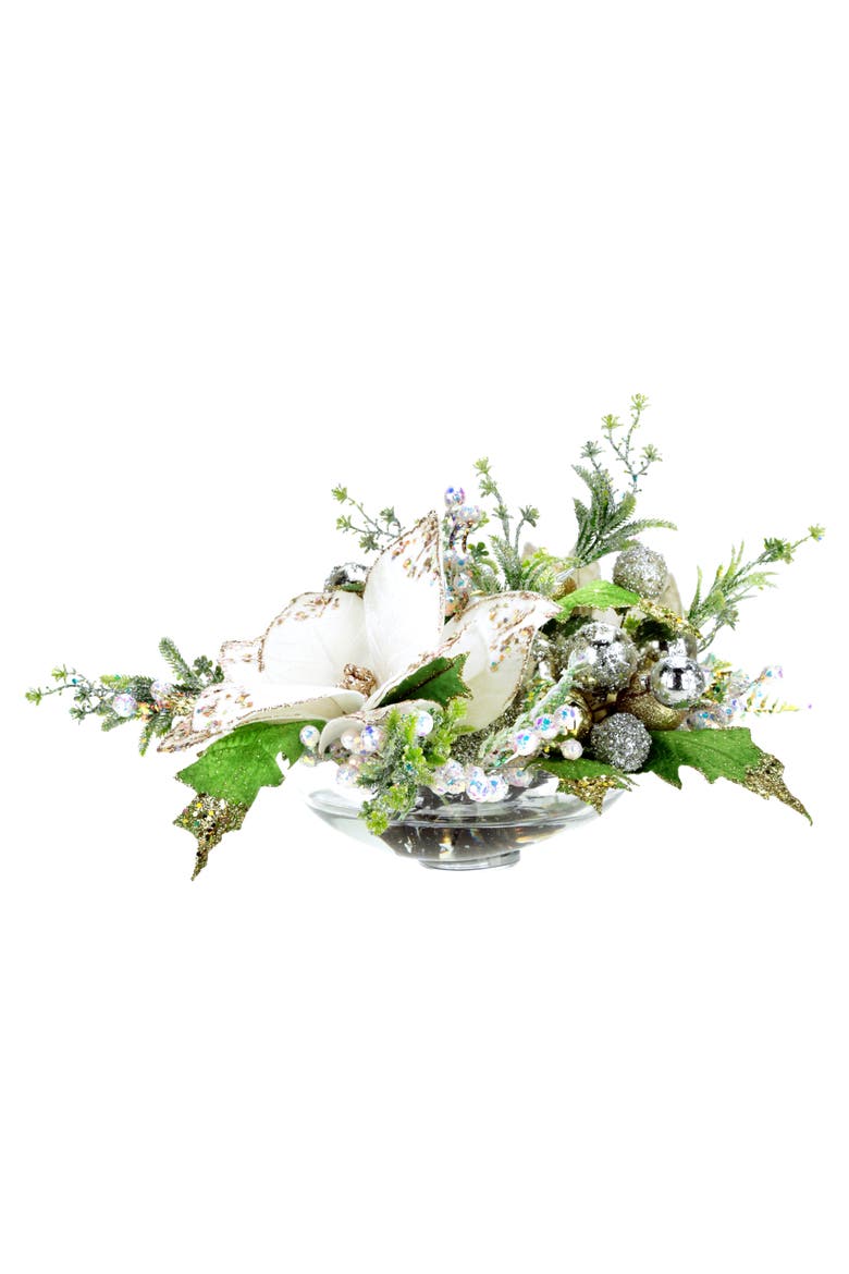 Small Poinsettia Centerpiece, Ivory, Main, color, White