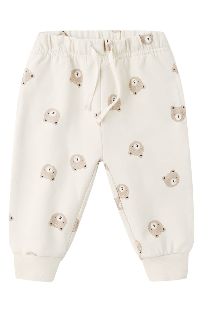 QUINCY MAE Brown Bear Print Relaxed Stretch Organic Cotton Sweatpants, Main, color, Natural