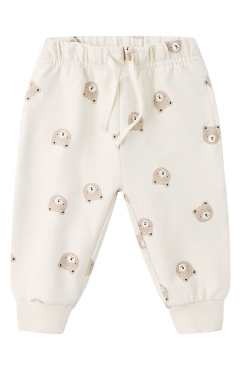 Brown Bear Print Relaxed Stretch Organic Cotton Sweatpants (Baby)