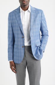 Nordstrom Henrik Trim Fit Light Blue Plaid Wool Sport Coat