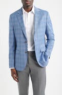 Nordstrom Henrik Trim Fit Light Blue Plaid Wool Sport Coat