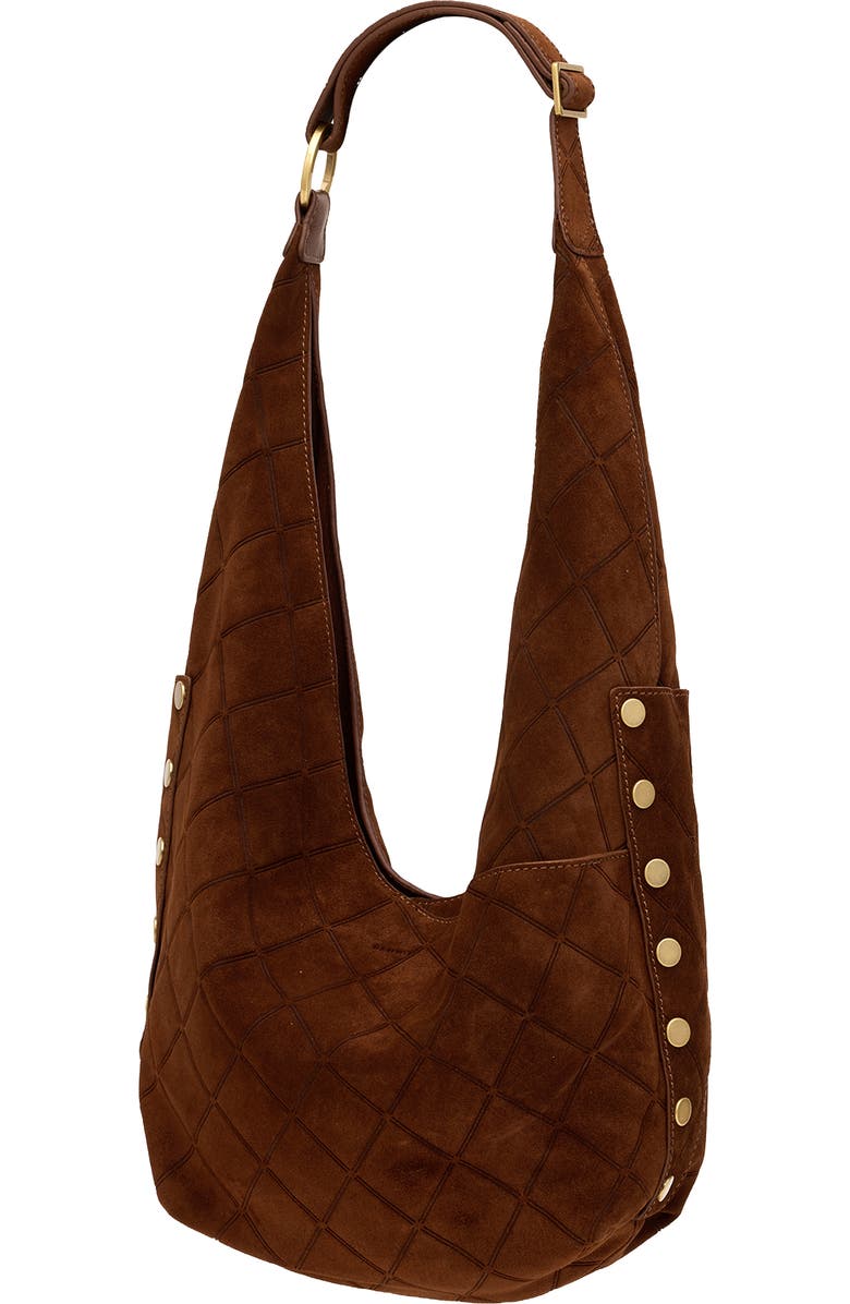 HAMMITT Tom Suede Shoulder Bag, Alternate, color, Chocolate Diamond Suede/Gold