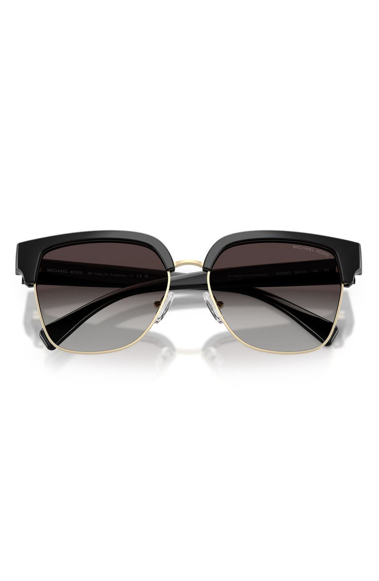 Michael Kors St. Eustatius 56mm Square Sunglasses, Alternate, color, Black / Light Grey Gradient