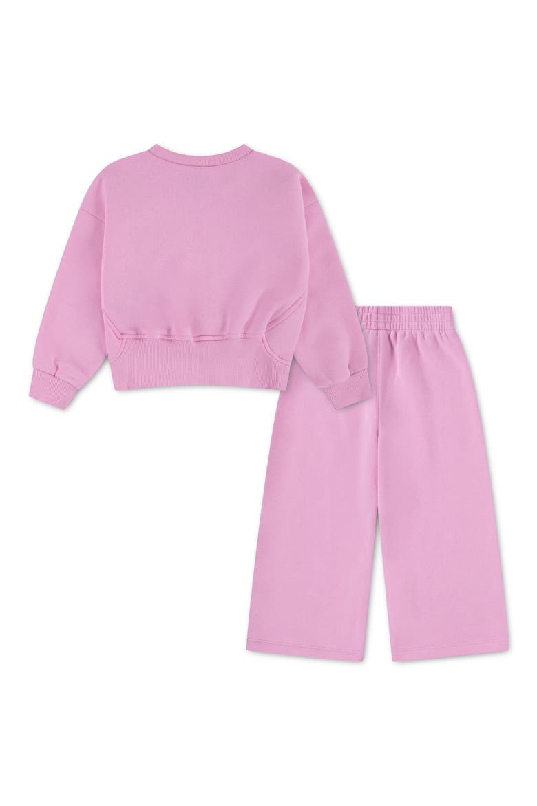 Kids' Fleece Sweatshirt & Wide Leg Pants Set, Alternate, color, PINK RISE
