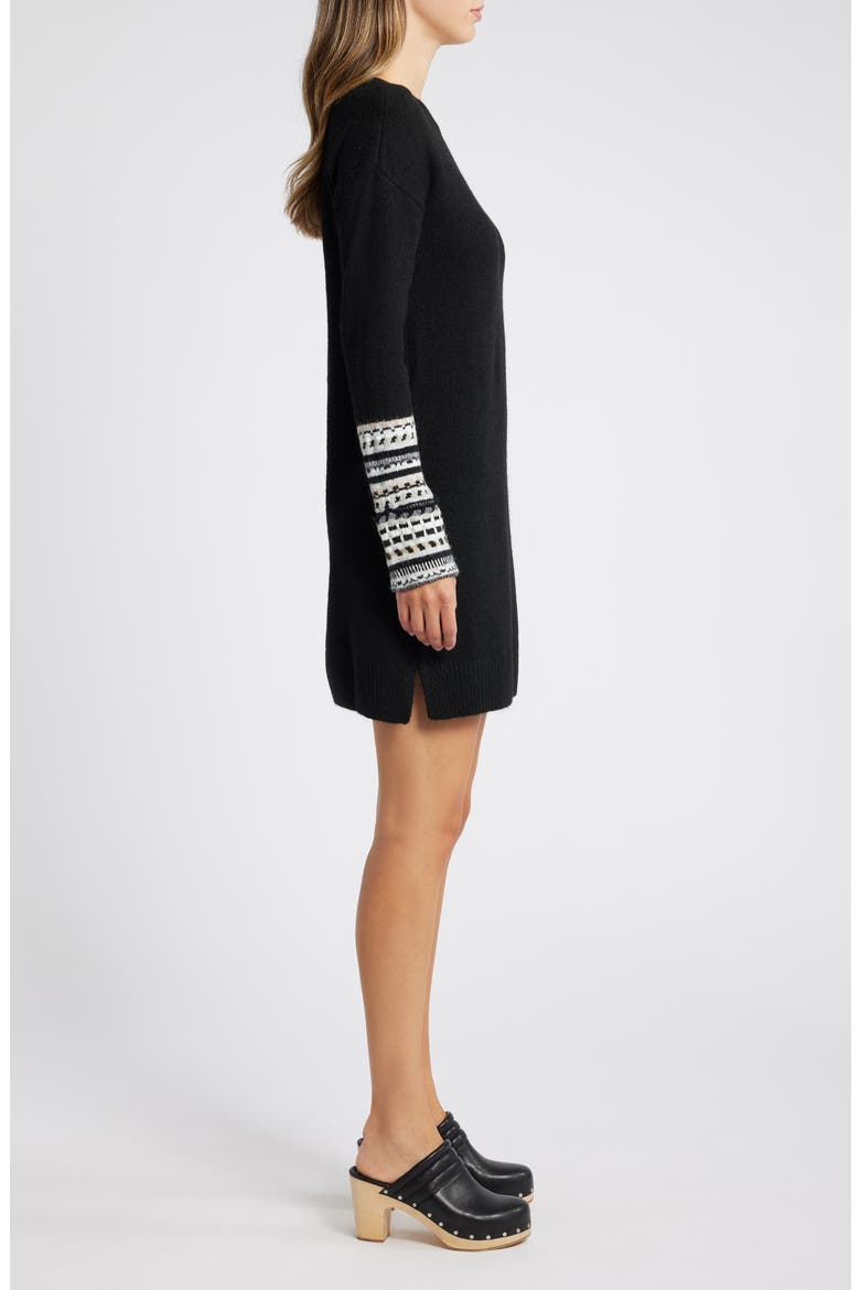 Sadie Long Sleeve Sweater Minidress, Alternate, color, BLACK