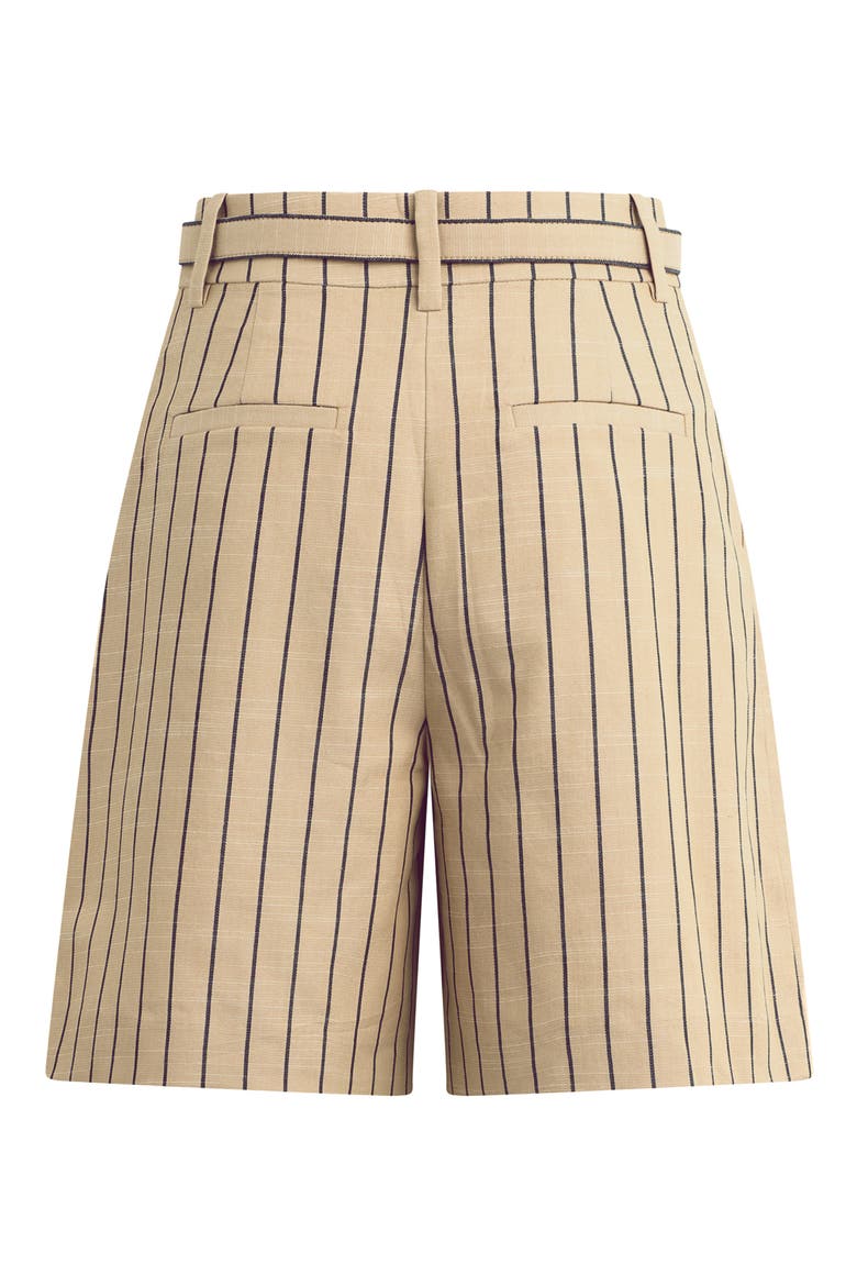 The Weekend Stripe Cotton Blend Shorts, Alternate, color, BEIGE/ NAVY STRIPE