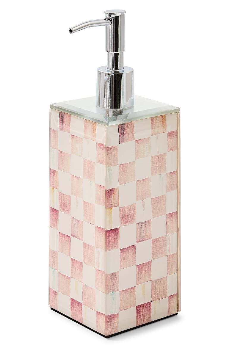 Rosy Check Glass Soap Pump, Main, color, ROSY