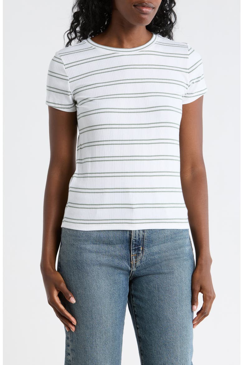 Stripe Rib T-Shirt, Main, color, OLIVE GREEN/ WHITE