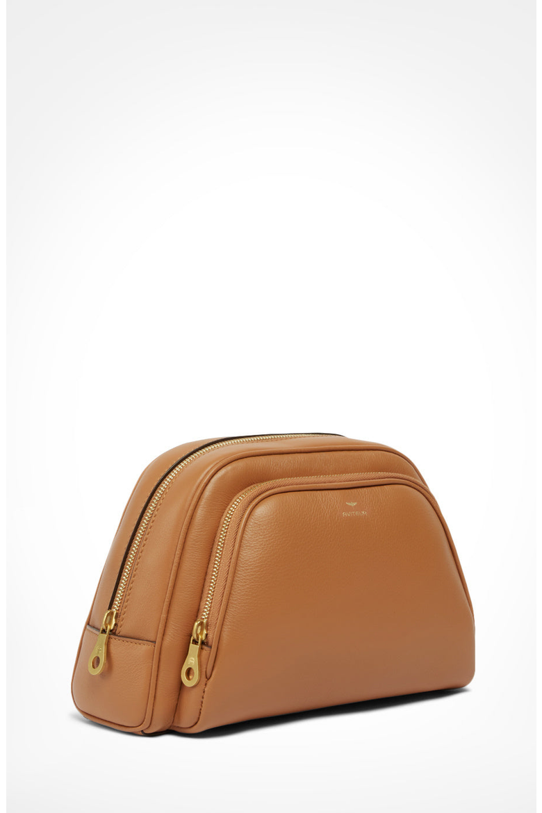 Necessaire Calfskin Zipped Toiletry Bag, Alternate, color, Walnut