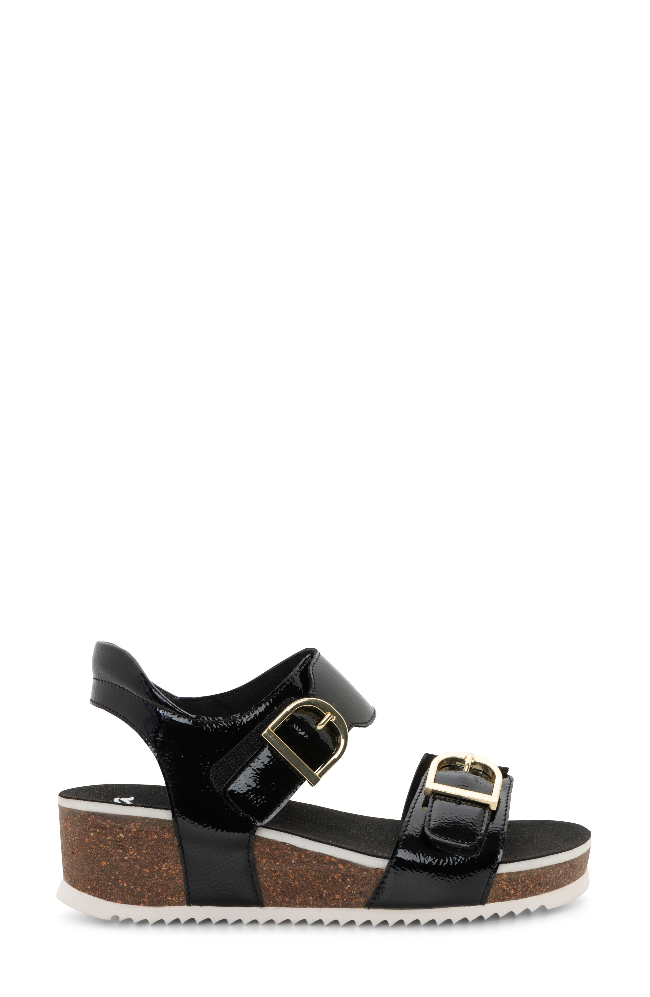 ara Nova Slingback Platform Wedge Sandal, Alternate, color, Black