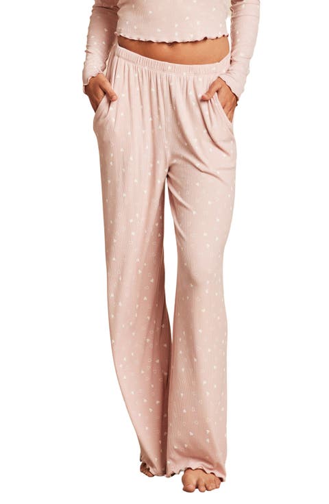 Ultra Soft Rib Lettuce Hem Wide Leg Pajama Pants