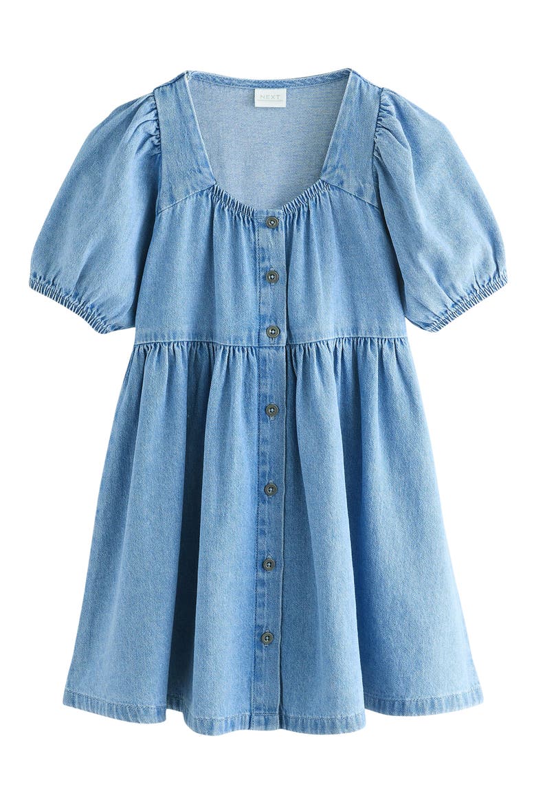 Kids' Square Neck Denim Dress, Main, color, BLUE