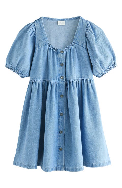 Kids' Square Neck Denim Dress (Little Kid & Big Kid)