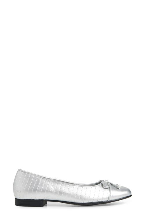 T Tahari Villa Quilted Ballet Flat In Silver