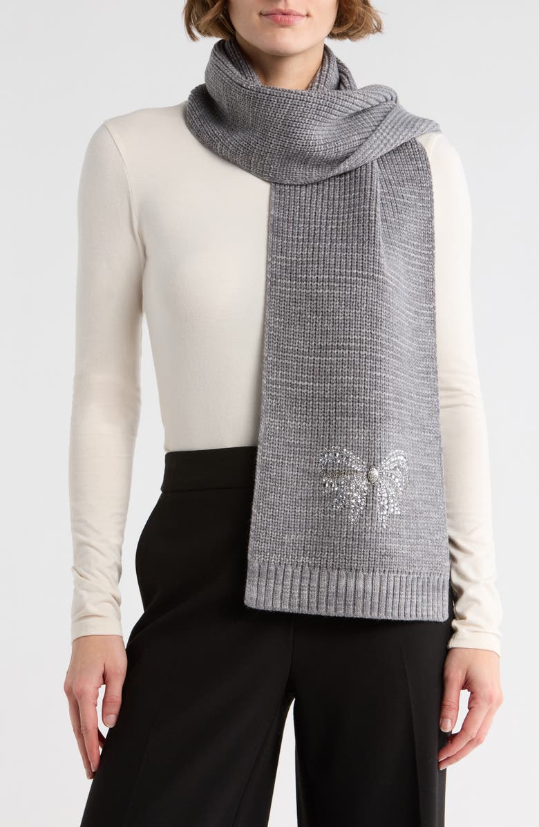 Kurt Geiger London Belgravia Bow Scarf, Main, color, Grey