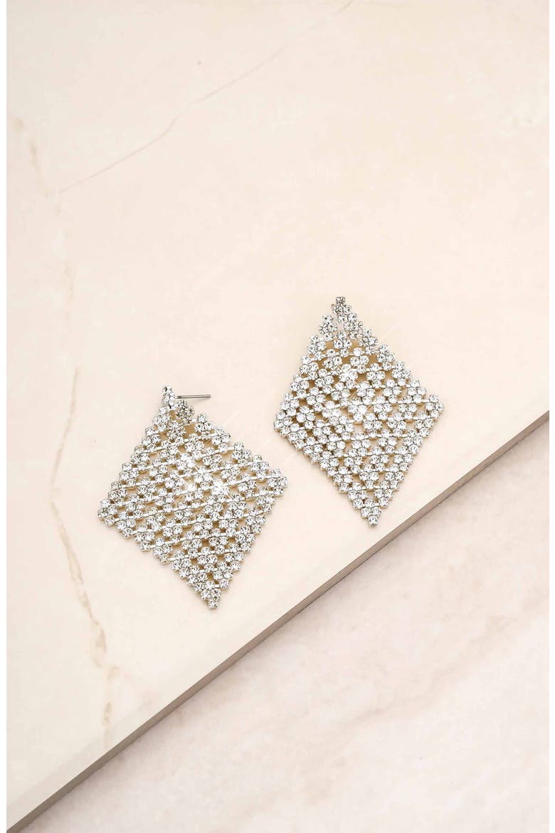 Swinging Crystal Drop Earrings, Alternate, color, SILVER