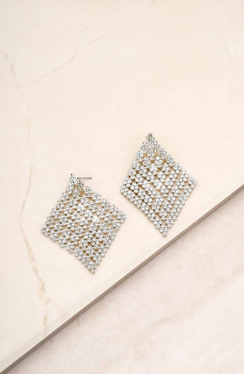 Ettika Swinging Crystal Drop Earrings, Alternate, color, Silver