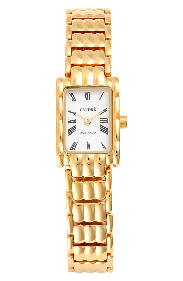 CENDRE Mila Tank Bracelet Watch, 17mm x 24mm, Main, color, White / 18K Gold