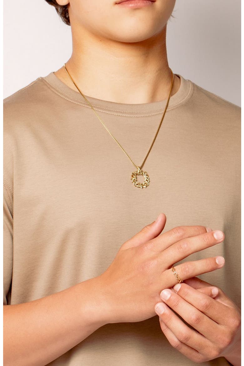 Crown Of Thorns Large Pendant Necklace, Alternate, color, 18k Gold Plated