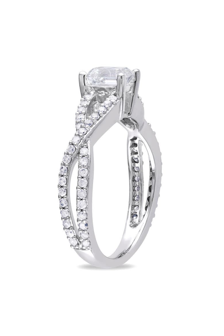 Diamond Emerald-Cut Infinity Engagement Ring 14k, Alternate, color, 14k White Gold
