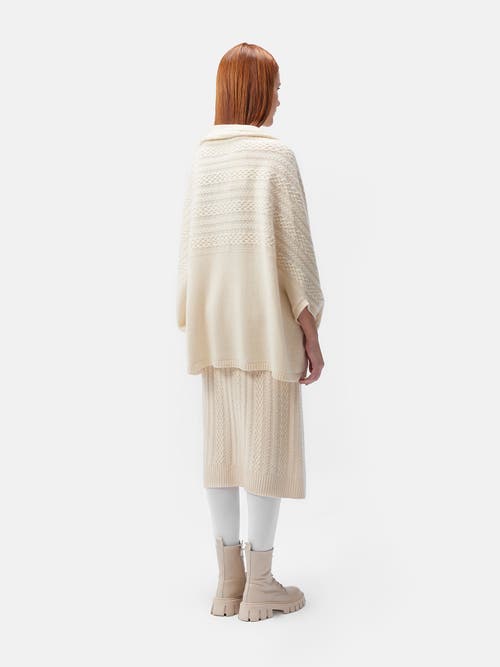Gobi Mongolian Cashmere Cable-knit Cashmere Poncho In Marshmallow