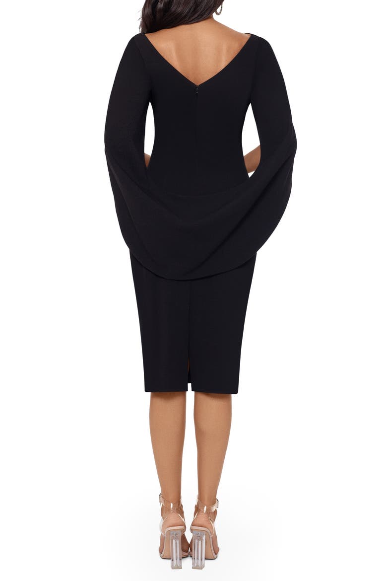Cape Sleeve Crepe Sheath Dress, Alternate, color, BLACK