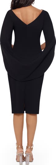 Cape Sleeve Crepe Sheath Dress