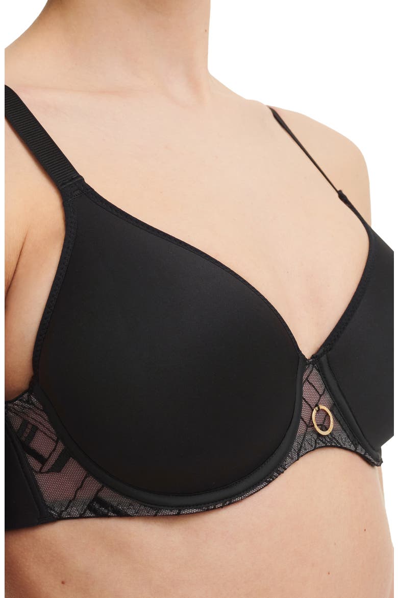 Graphic Underwire Memory Foam T-Shirt Bra, Alternate, color, BLACK
