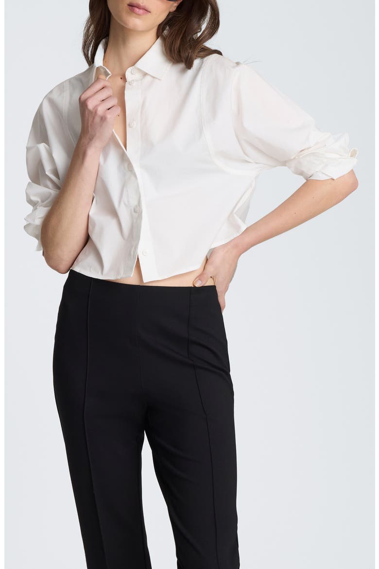 Cropped Shirt with Exaggerated Armholes, Main, color, PURE WHITE