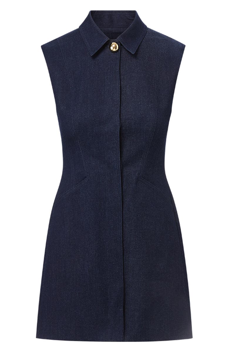 Veronica Beard Serina Sleeveless Denim Mini Shirtdress, Alternate, color, Dark Oxford