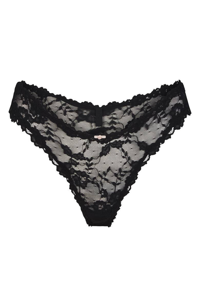 SKIMS Stretch Lace Dipped Thong, Alternate, color, 