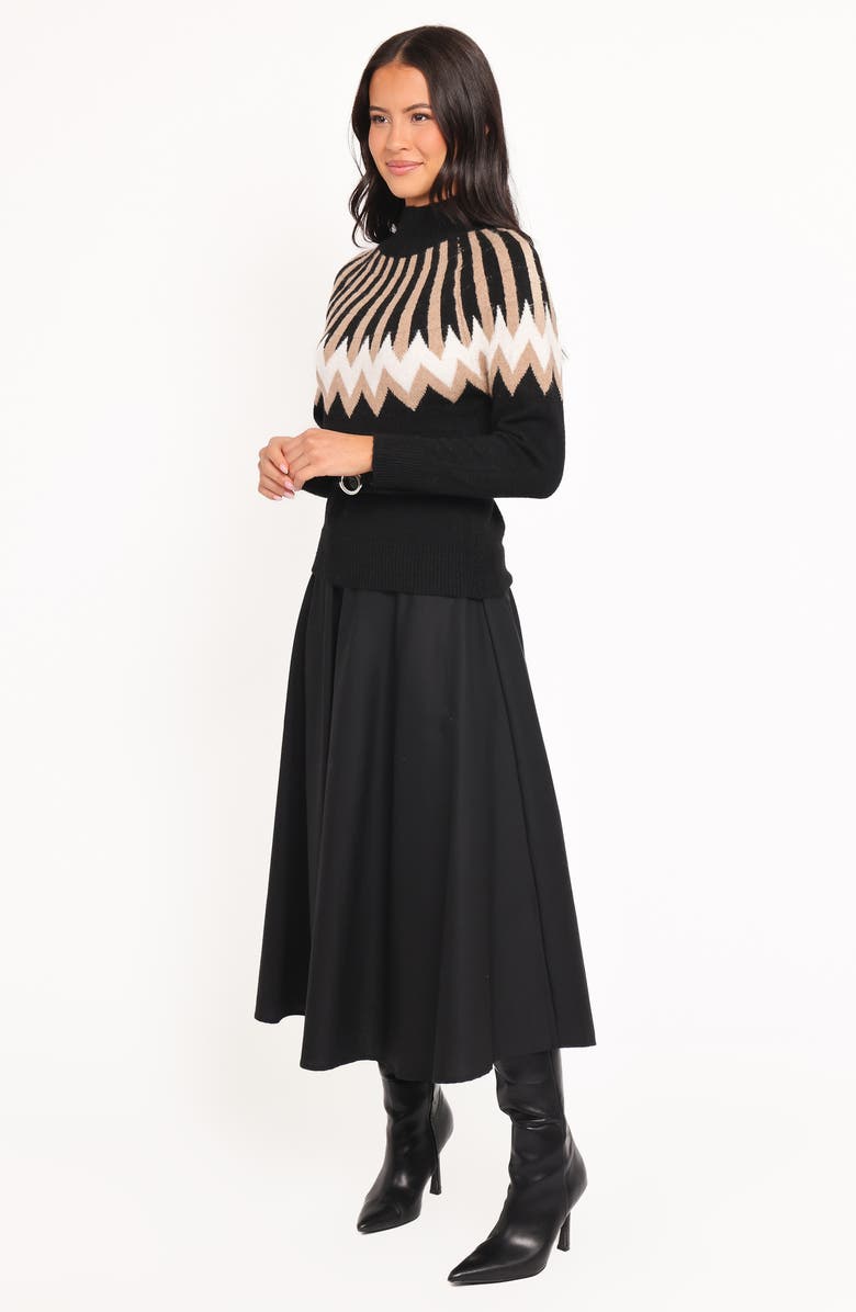 Petal & Pup Donner Fair Isle Mock Neck Sweater, Alternate, color, Black