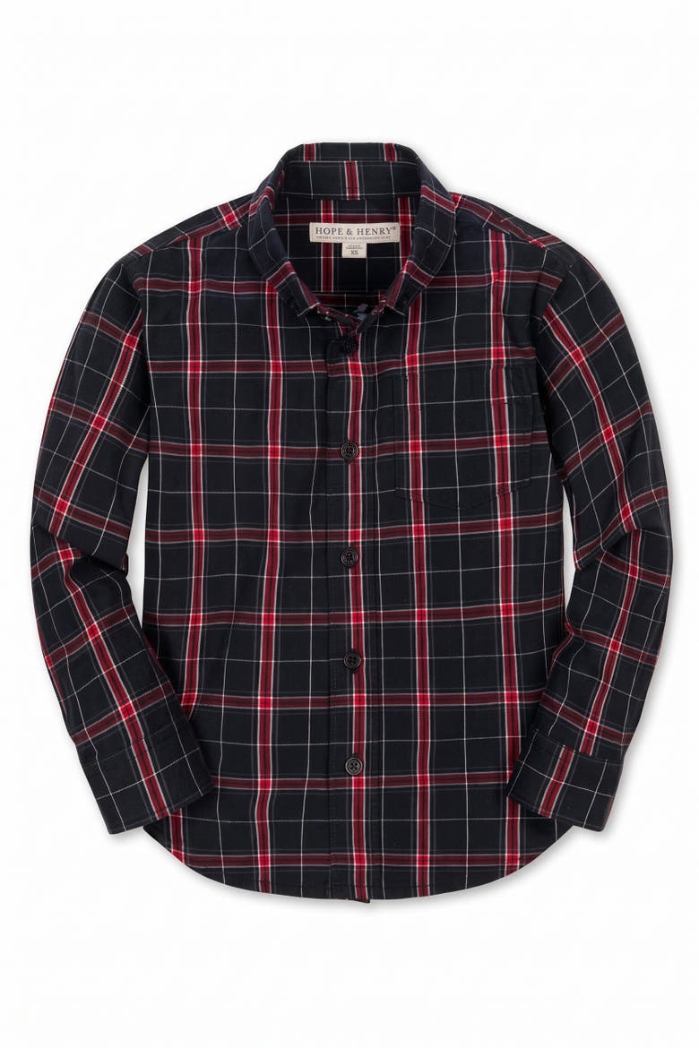 Kids' Long Sleeve Stretch Poplin Shirt, Main, color, Black Ballet Plaid