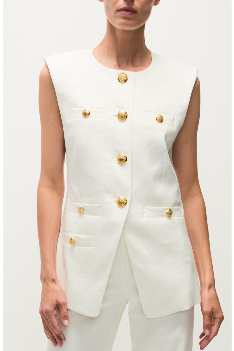 Tamara Linen Blend Vest, Main, color, OFF WHITE