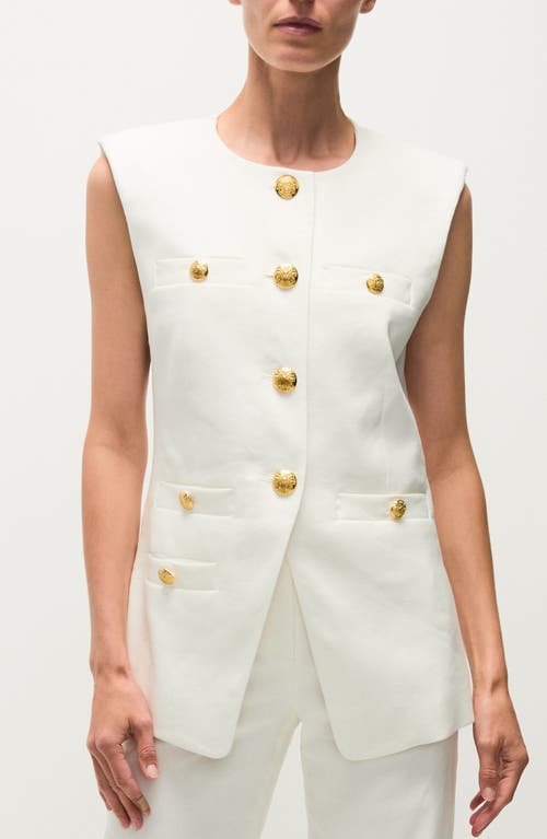 Shop Veronica Beard Tamara Linen Blend Vest In Off White