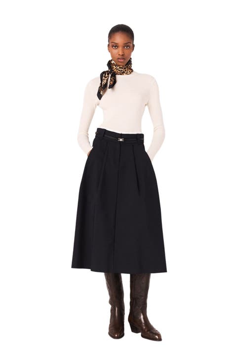 Long cotton skirt with belt