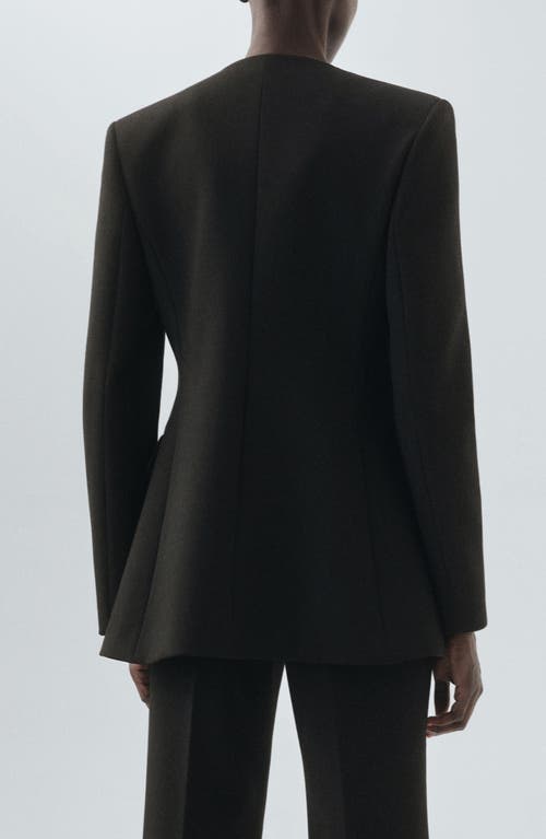 Mango Fitted Suit Jacket In Black