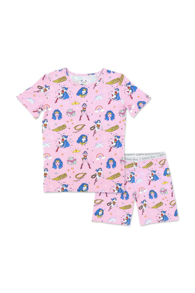 Wonder Woman Kids 2-Piece Short Sleeve & Shorts Pajama Set, Main, color, Wonder Woman