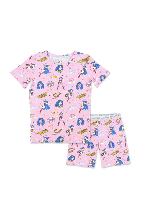 Wonder Woman Kids 2-Piece Short Sleeve & Shorts Pajama Set