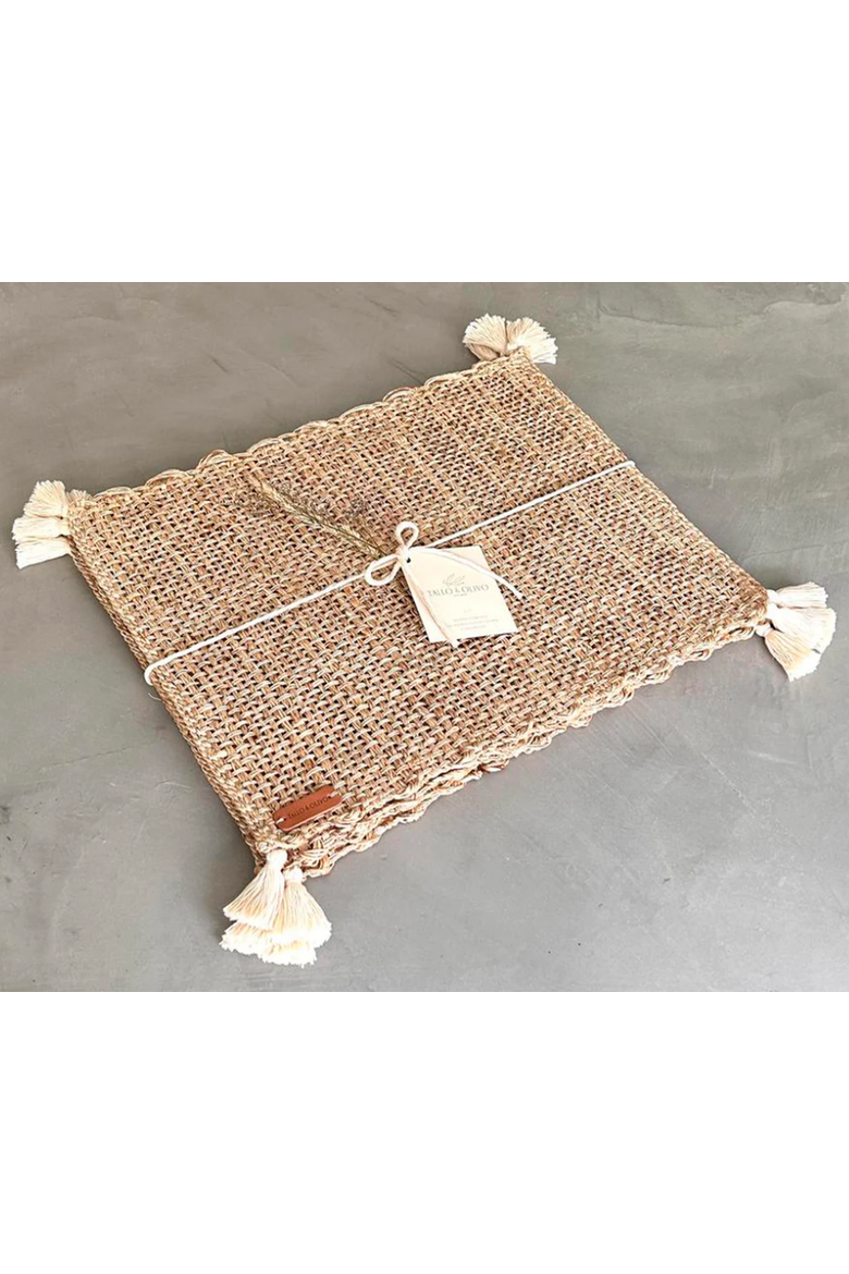 Rectangular Placemat with Tassels - Set of 4, Alternate, color, Brown