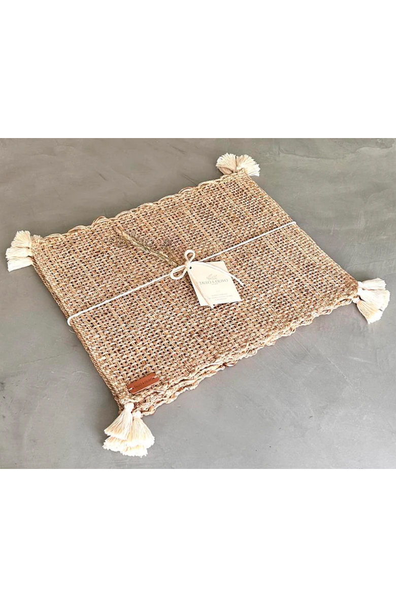 Tallo de Olivo Rectangular Placemat with Tassels - Set of 4, Alternate, color, Brown