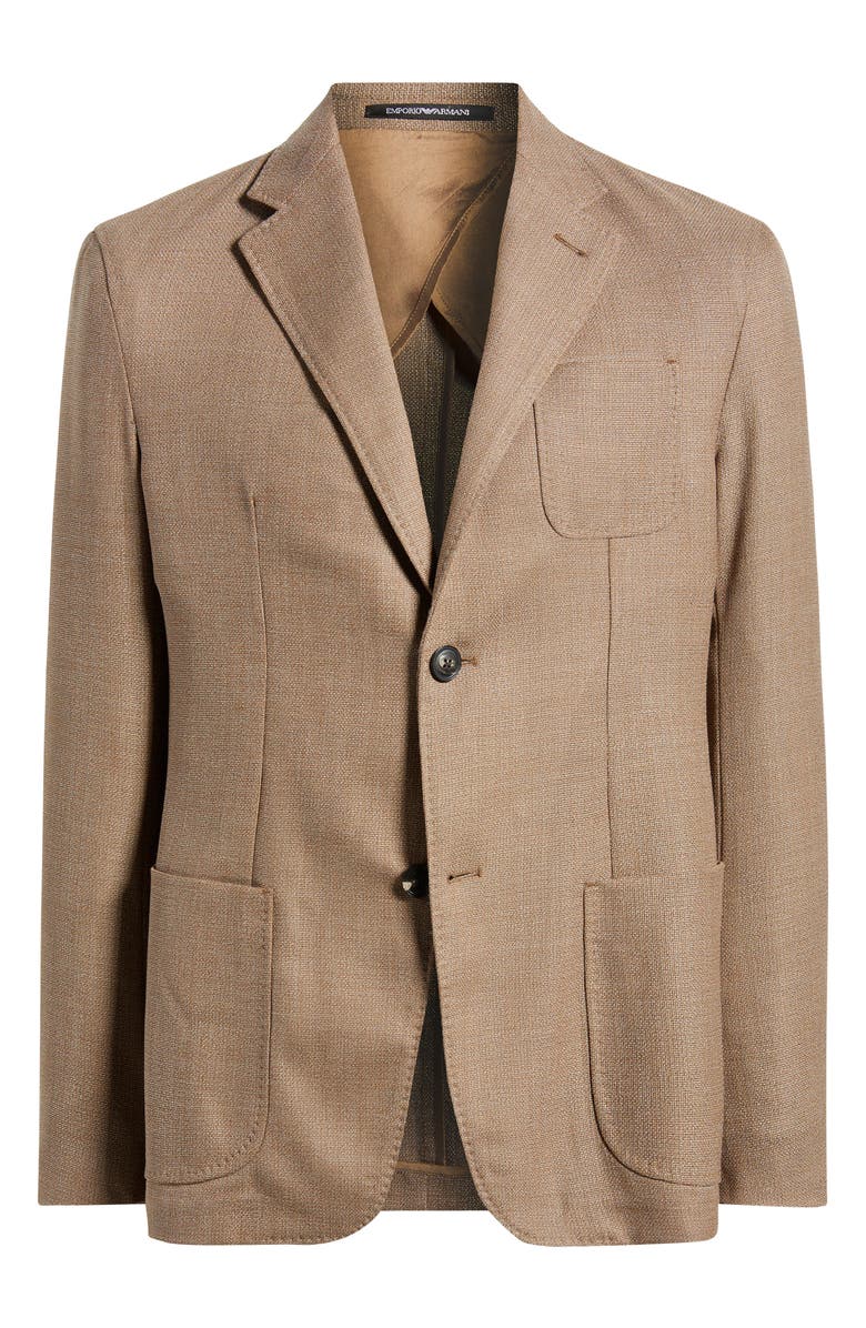 Emporio Armani Textured Virgin Wool Sport Coat, Main, color, Brown