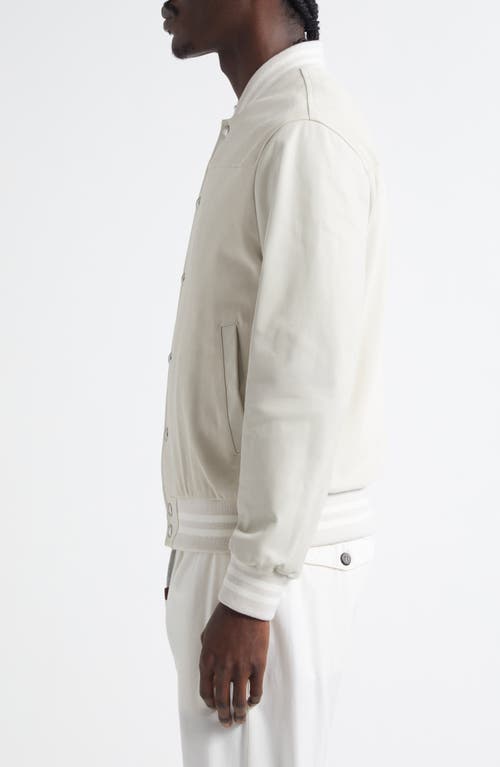 Eleventy Leather Bomber Jacket In 02-01 Sand And White
