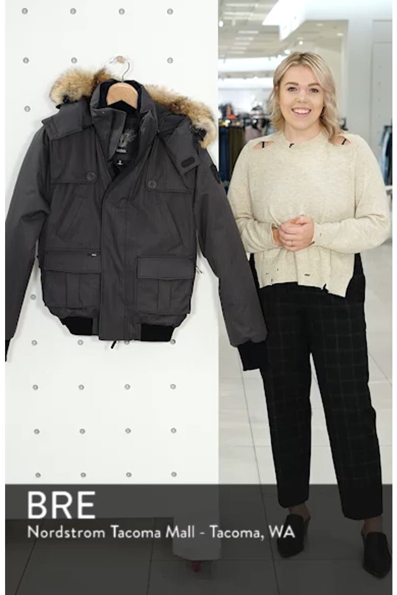 Windproof & Waterproof 650-Fill Power Down Bomber Jacket with Genuine Coyote Fur Trim video