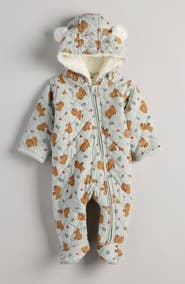 Nordstrom Ear Appliqué Quilted Faux Fur Lined Hooded Bunting