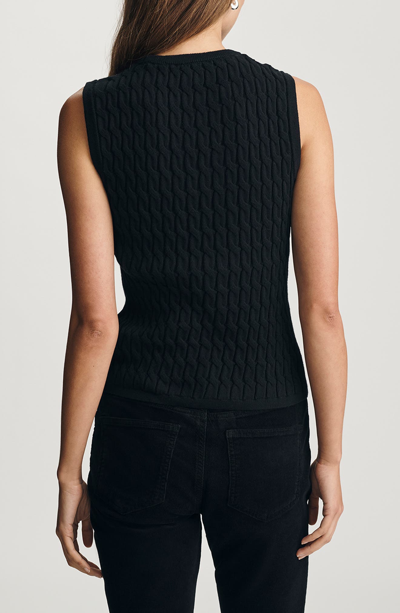 Cable Stitch Cotton & Cashmere Sweater Vest - image 2