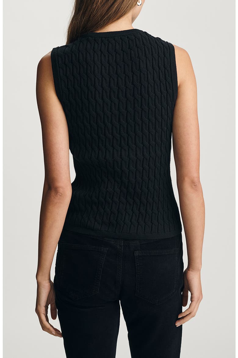 Cable Stitch Cotton & Cashmere Sweater Vest, Alternate, color, BLACK