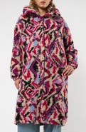 Viens Avec Moi The Aurora Abstract Print Wool Blend Coat