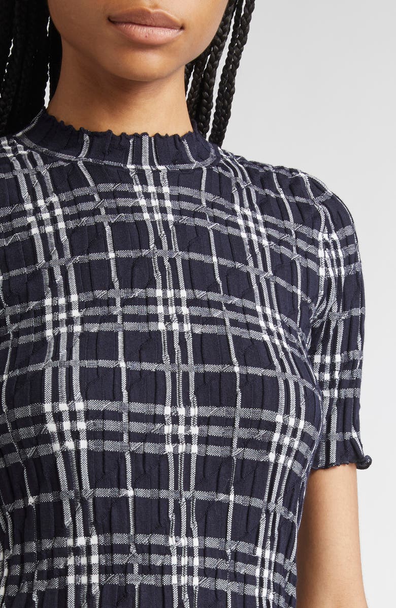 Burberry Check Lettuce Edge Top, Alternate, color, Ink/ Chalk